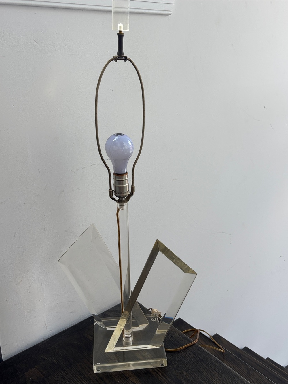 Vintage signed Van Teal lucite lamp, 1970s, large, 32” tall